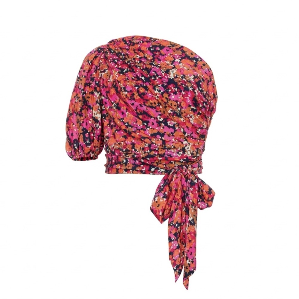 Amanda Uprichard Floral One Shoulder Top Ruched Tie Y2K Barbiecore- Medium‎